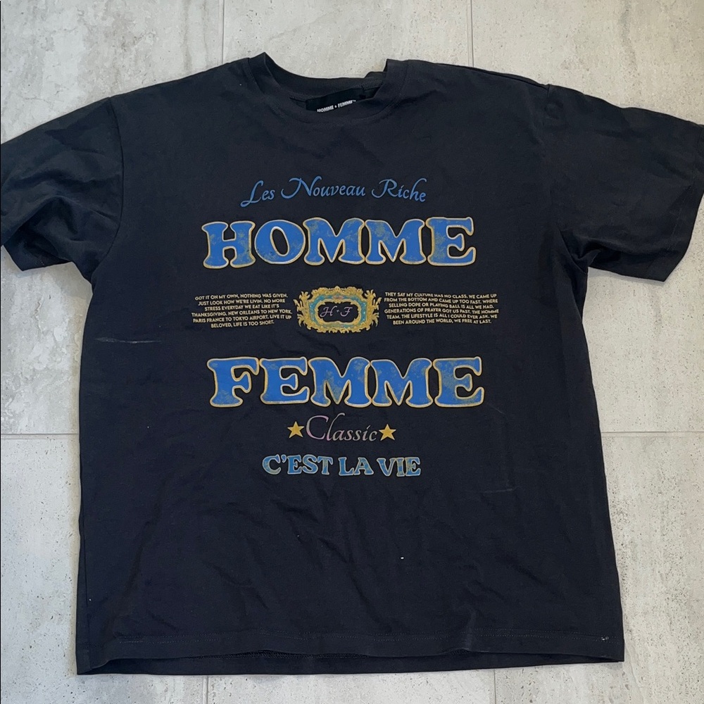 HOMME + FEMME Black Graphic T-Shirt